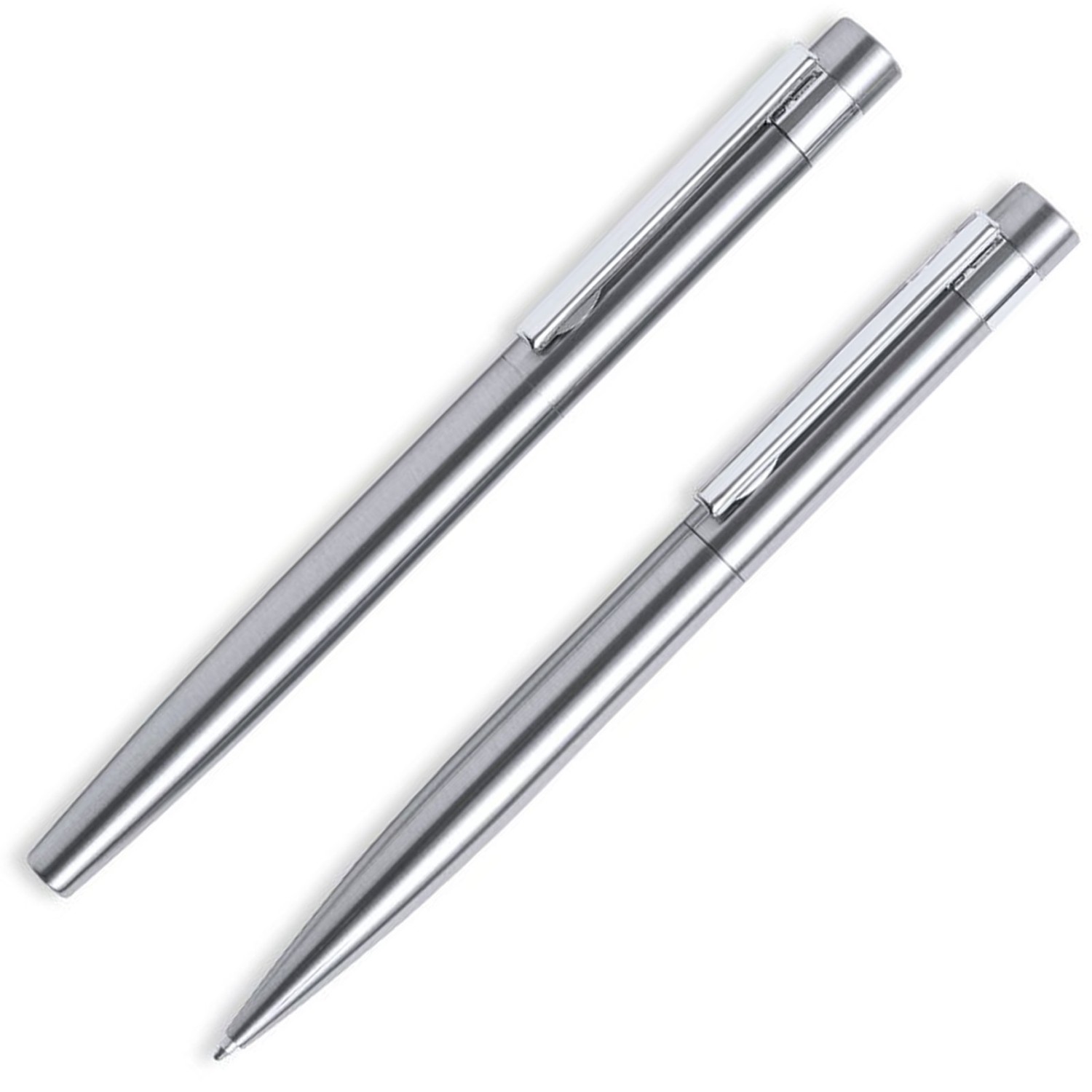 1. Foto Metall Kugelschreiber Set Kaylax recycelt Edelstahl im Etui mit Gravur