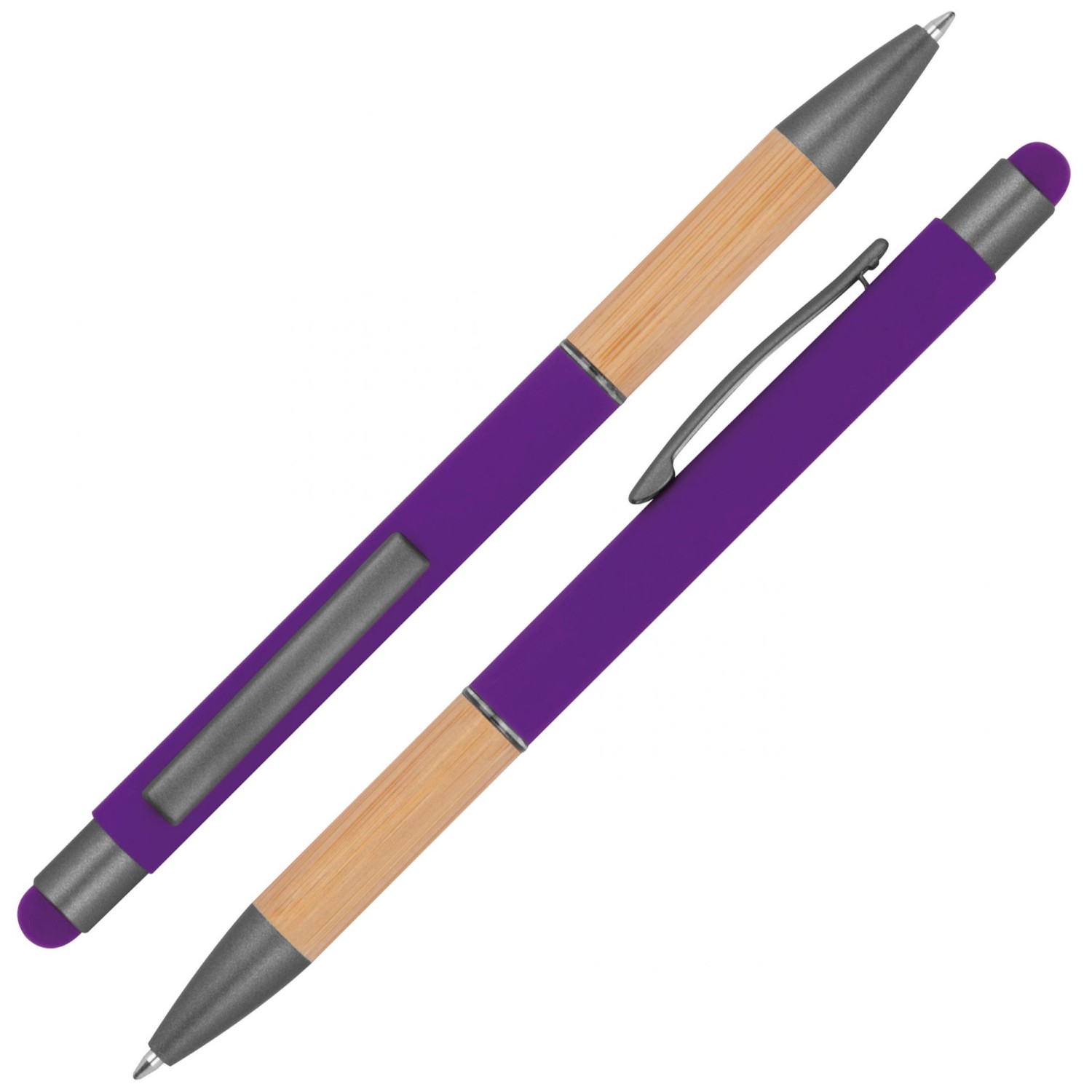 1. Foto Kugelschreiber LILLY Metall Bambus mit Gravur Namen Logo gravieren (Kugelschreiberfarbe: violett)