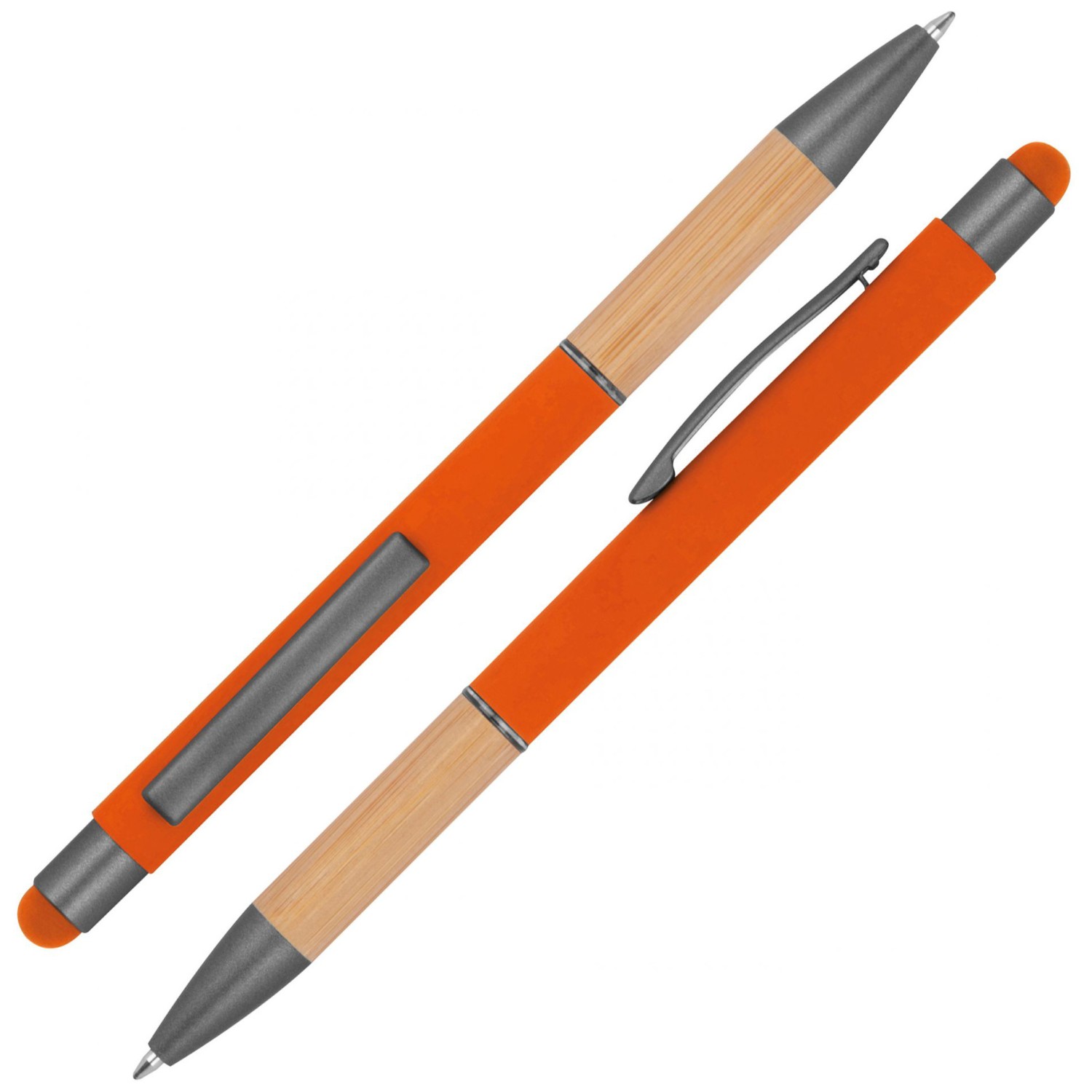 1. Foto Kugelschreiber LILLY Metall Bambus mit Gravur Namen Logo gravieren (Kugelschreiberfarbe: orange)