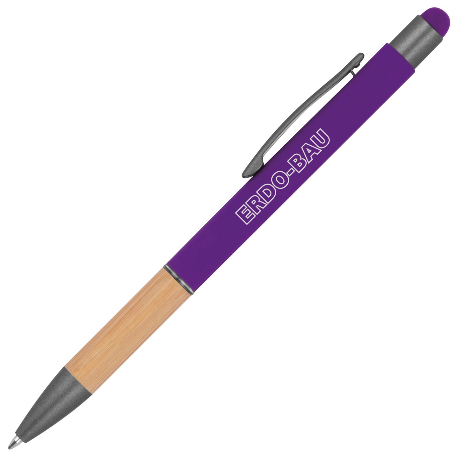0. Foto Kugelschreiber LILLY Metall Bambus mit Gravur Namen Logo gravieren (Kugelschreiberfarbe: violett)