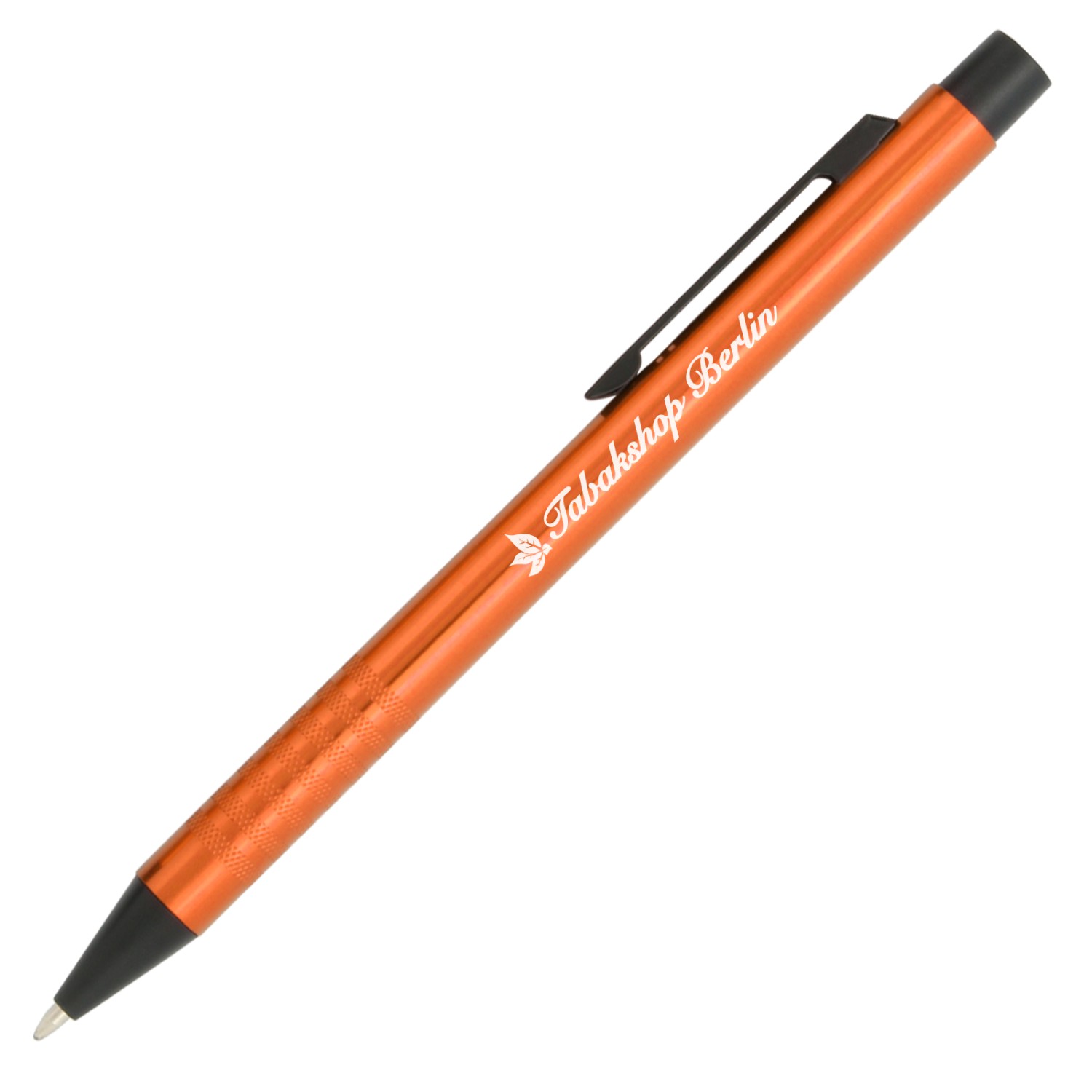 0. Foto Kugelschreiber BLACKITO Metall mit Gravur Logo Name EXPRESSGRAVUR (Kugelschreiberfarbe: orange)