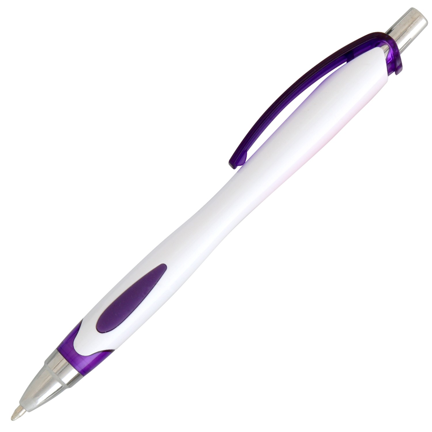 0. Foto Kugelschreiber VICKY mit Druck 1-farbig Logo Text Werbung Grafik (Gehäusefarbe: weiß / violett)
