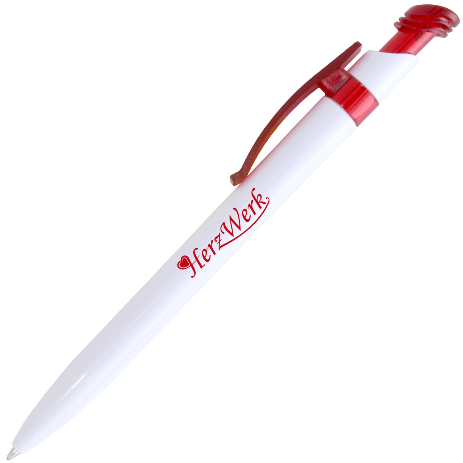 0. Foto Kugelschreiber POLO mit Druck 1farbig Werbung Logo Grafik bedruckt (Gehäusefarbe: weiß / rot)