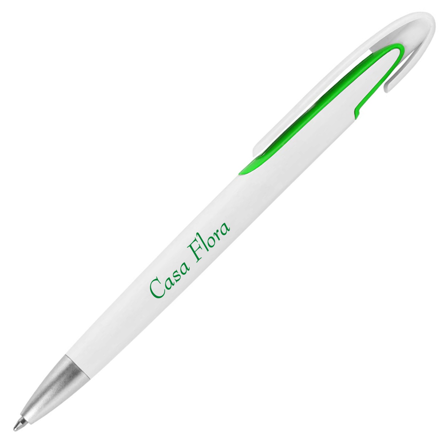 1. Foto Kugelschreiber Claas mit Druck Logo Fotodruck 4-farbig (Kugelschreiberfarbe: weiß / grün)