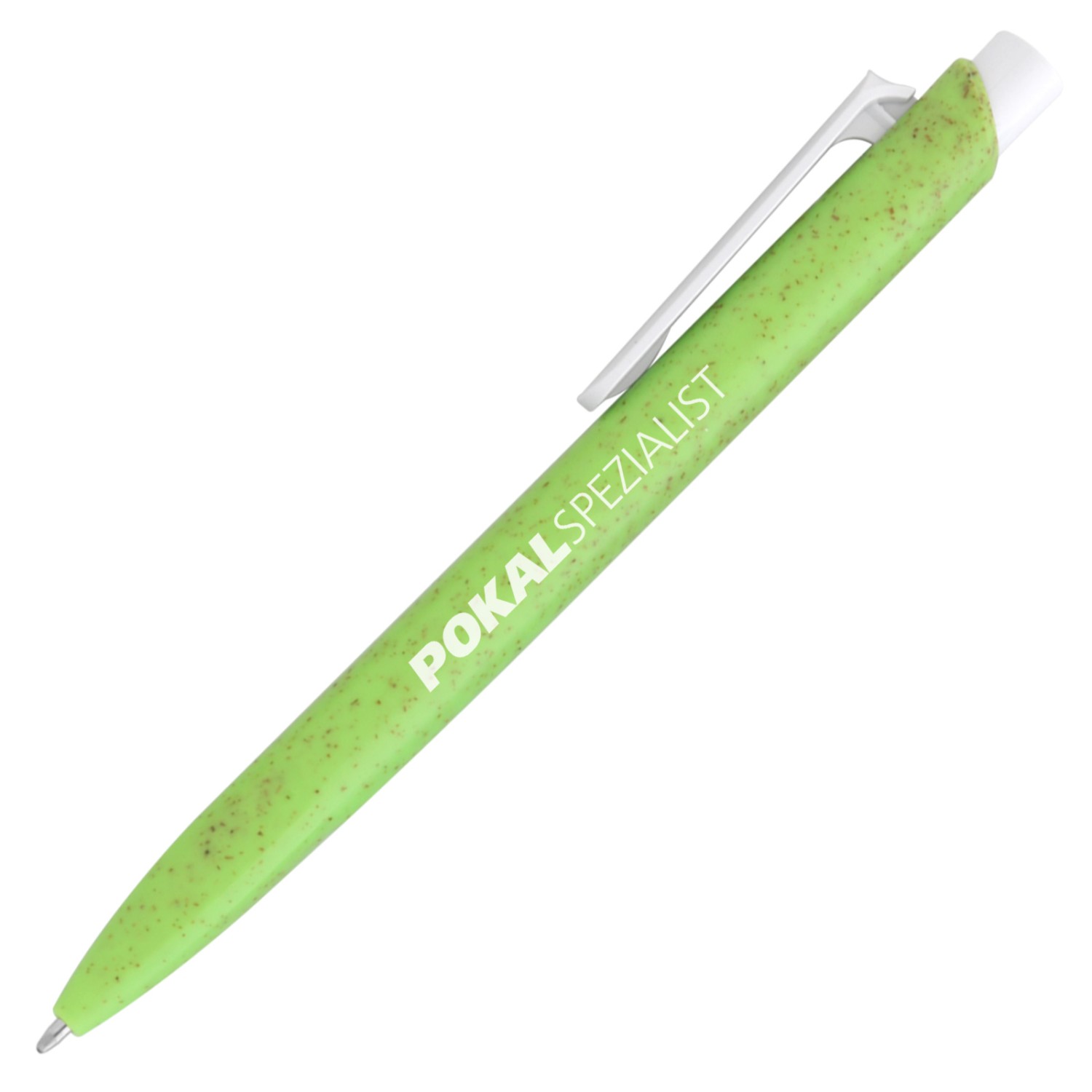 0. Foto Kugelschreiber ANUSCH aus 60% Weizenstroh GREEN mit Druck Werbung Logo (Farbe: grün)