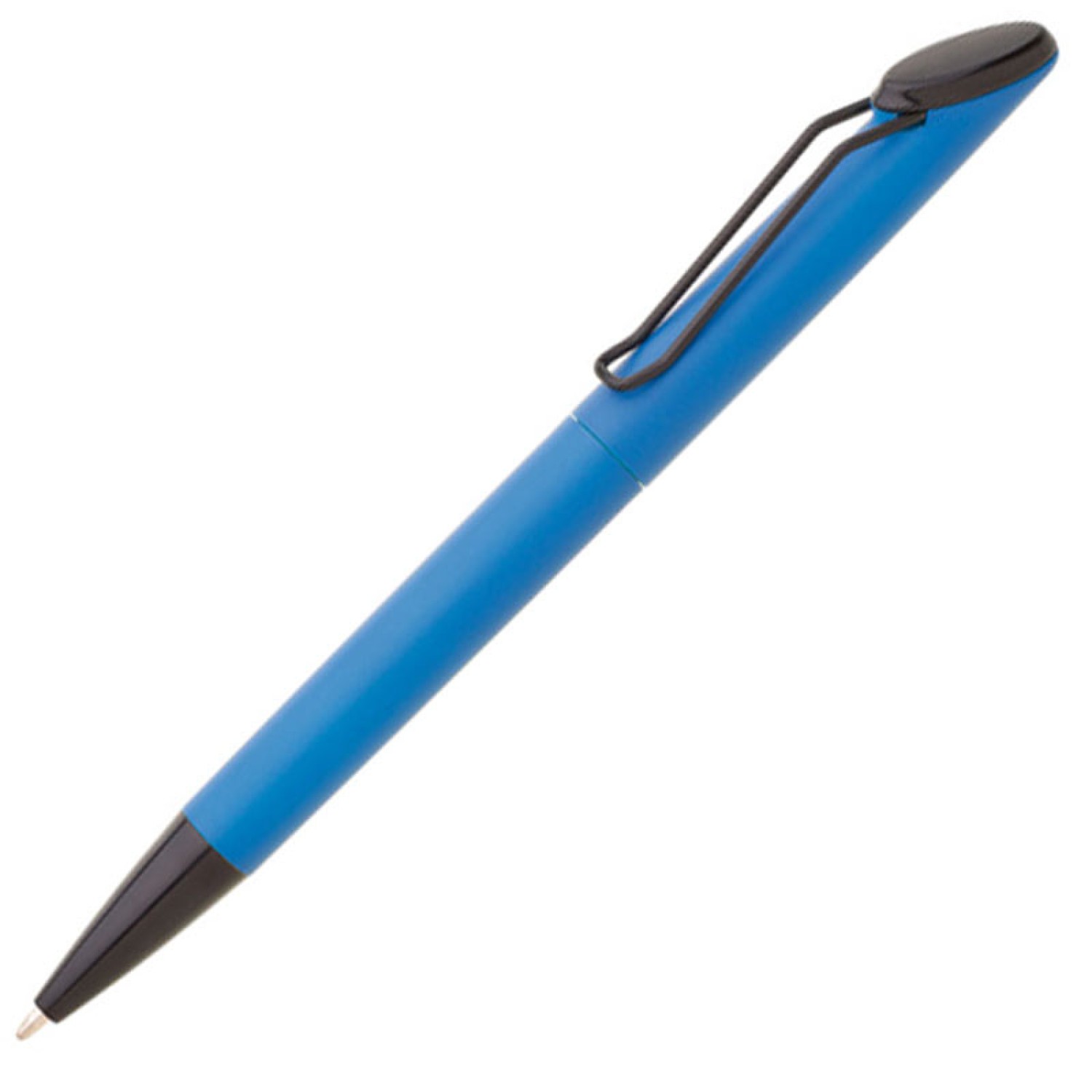 1. Foto Kugelschreiber ARESTA Neon matt mit Druck Logo Werbung (Farbe: blau)