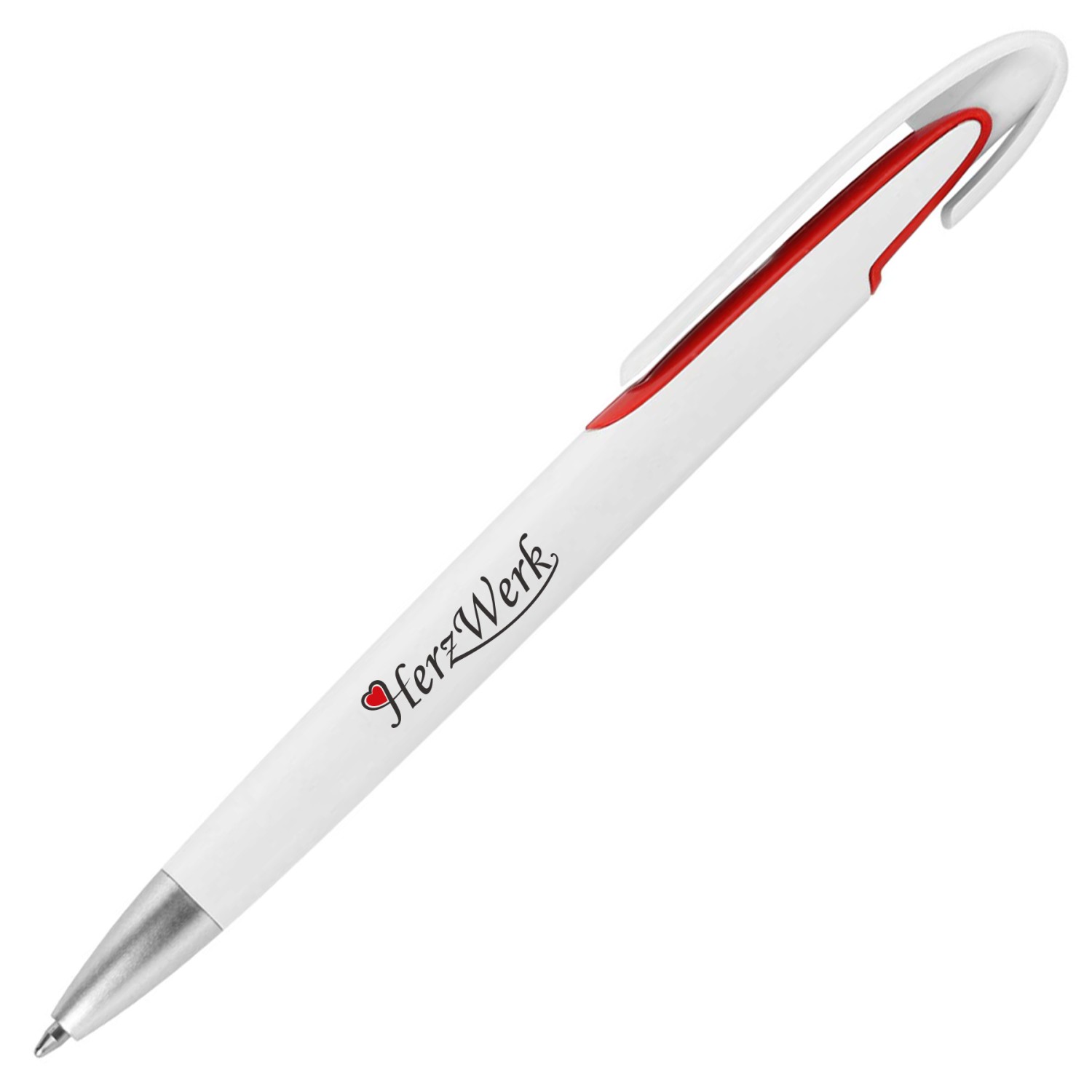 1. Foto Kugelschreiber Claas mit Druck Logo Fotodruck 4-farbig (Kugelschreiberfarbe: weiß / rot)