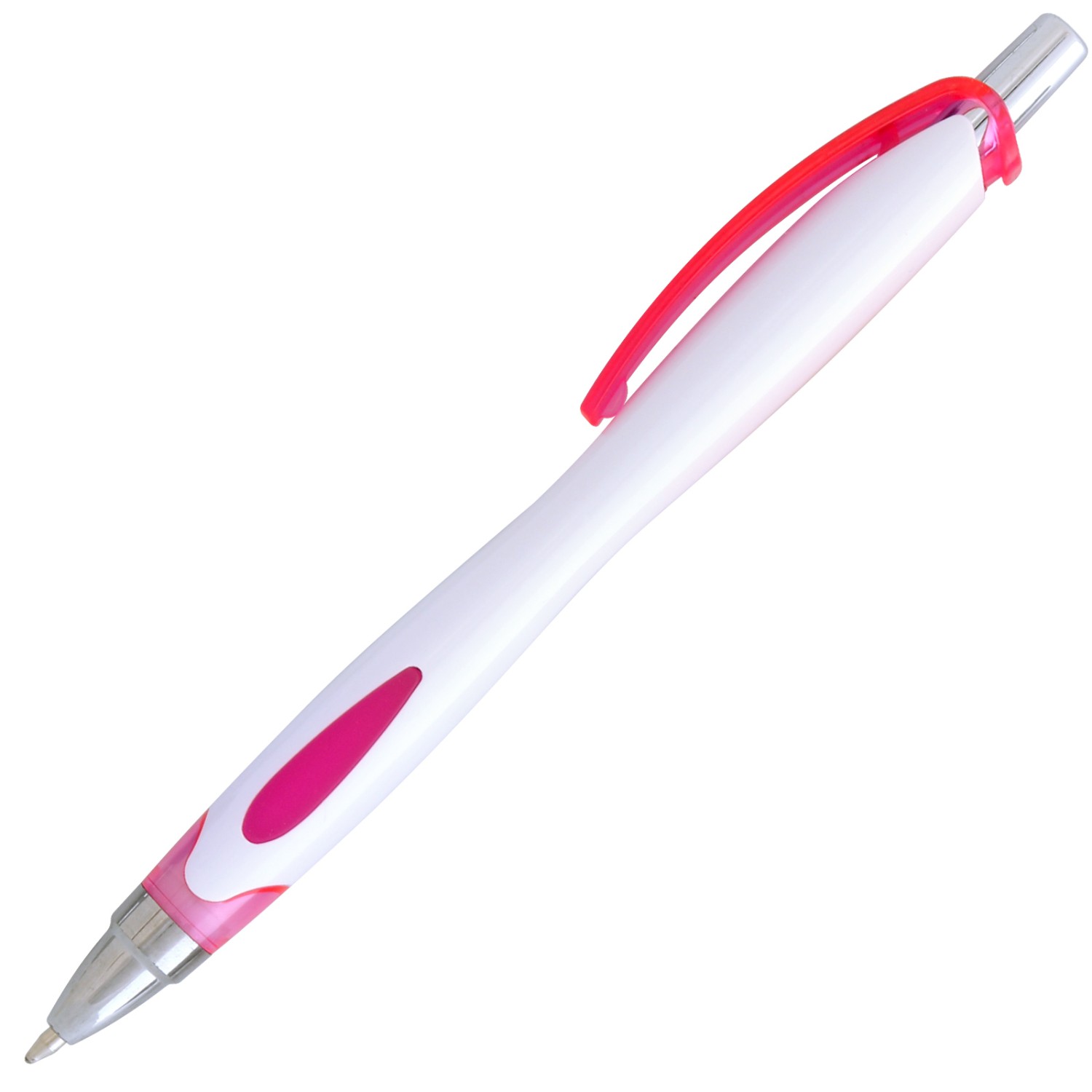 0. Foto Kugelschreiber VICKY mit Druck 1-farbig Logo Text Werbung Grafik (Gehäusefarbe: weiß / pink)