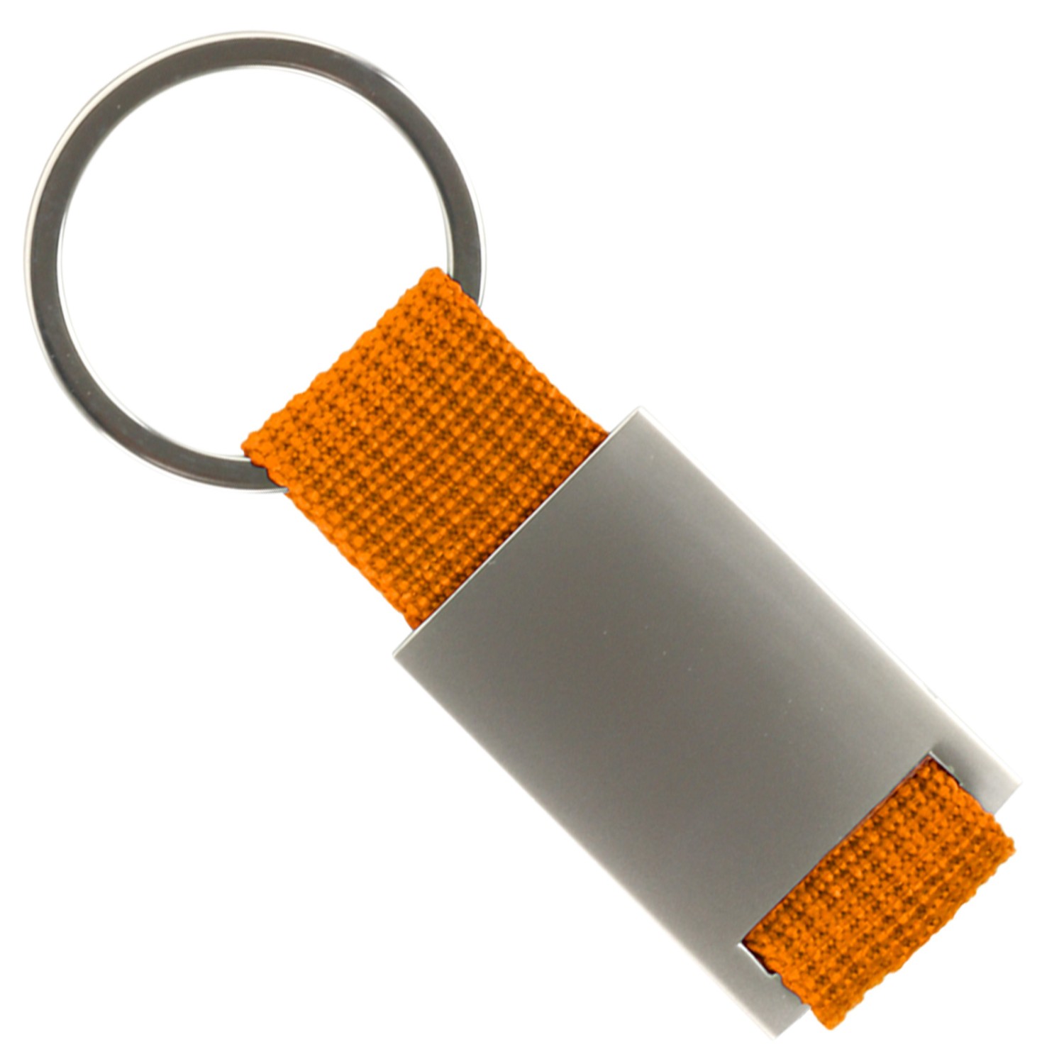 0. Foto Schlüsselanhänger Trogir Metall Band mit Gravur Text Logo (Farbe: orange)