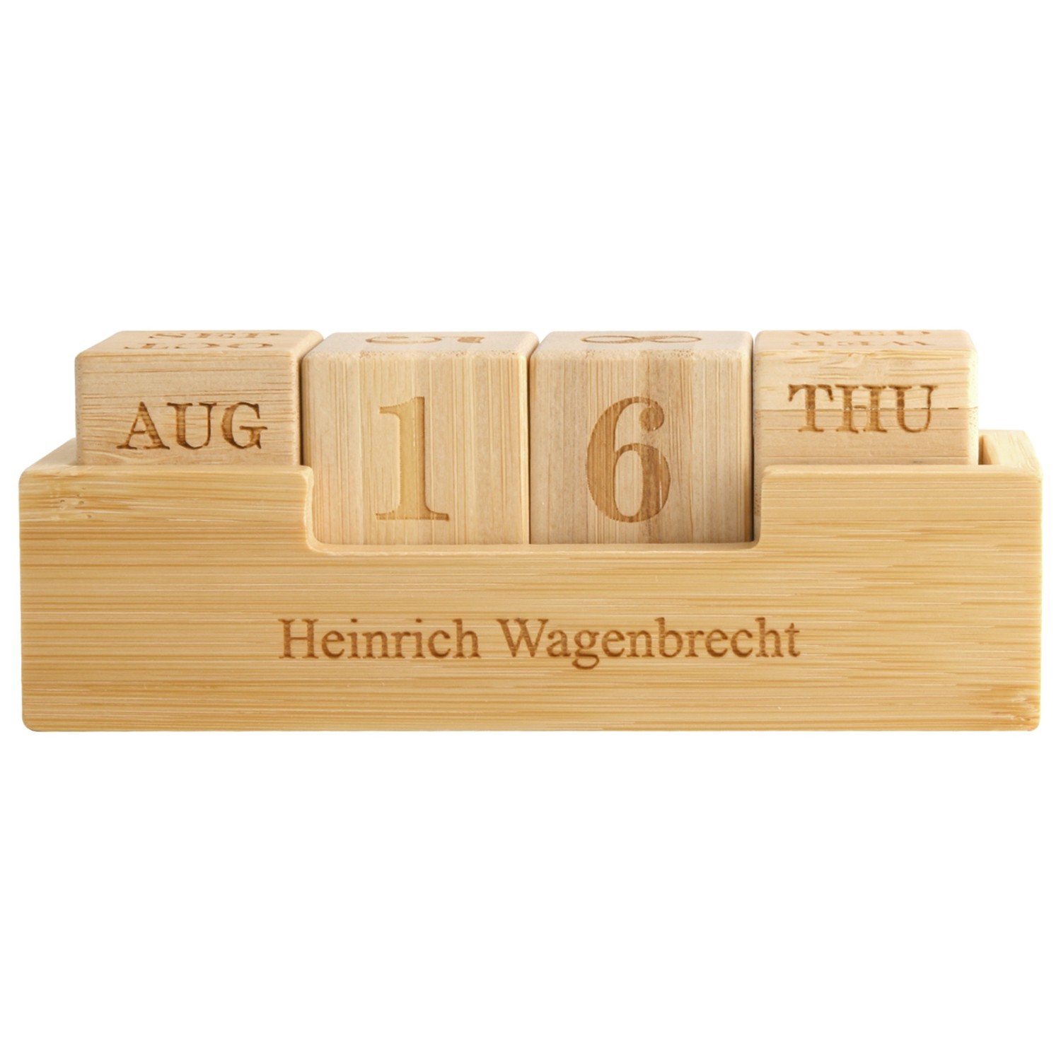 1. Foto Ewiger Tischkalender MEDUS Holz Bambus mit Gravur