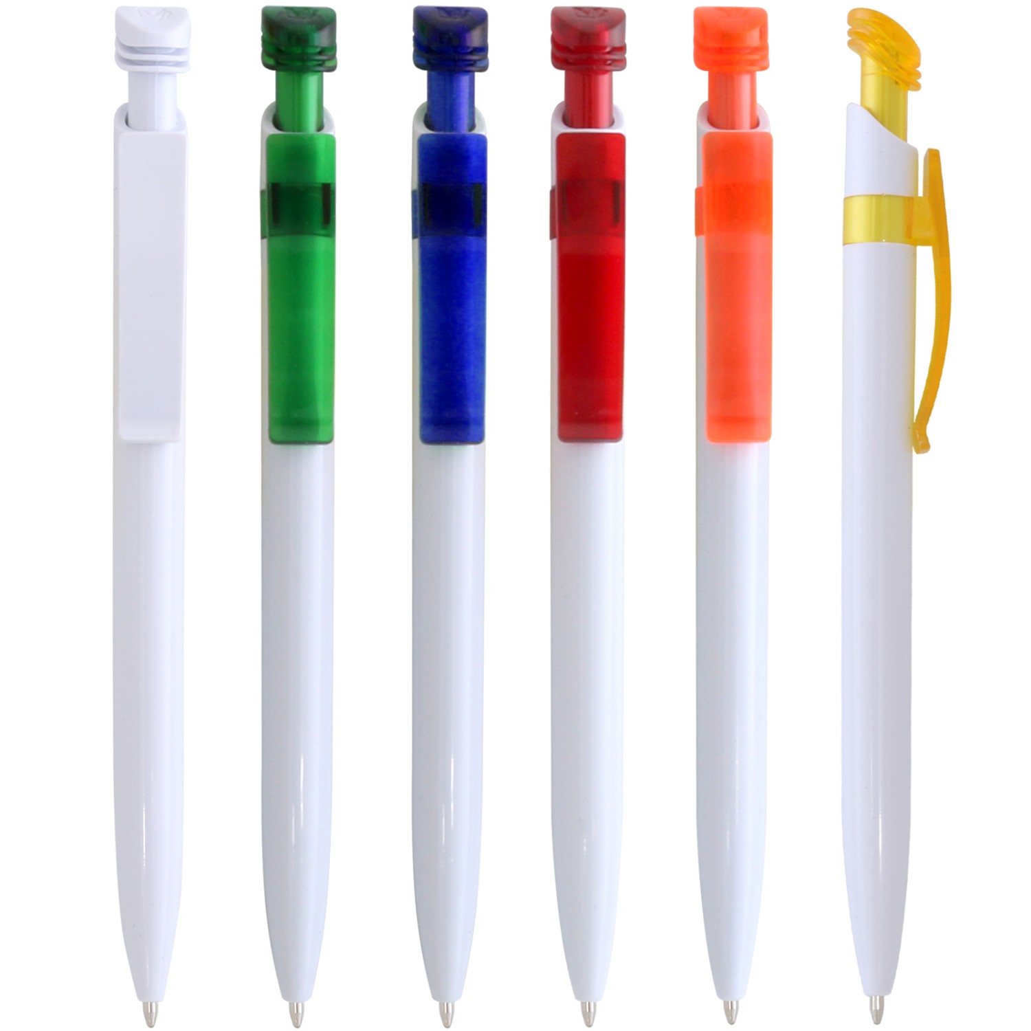 1. Foto Kugelschreiber POLO mit Druck 1farbig Werbung Logo Grafik bedruckt (Gehäusefarbe: weiß / rot)