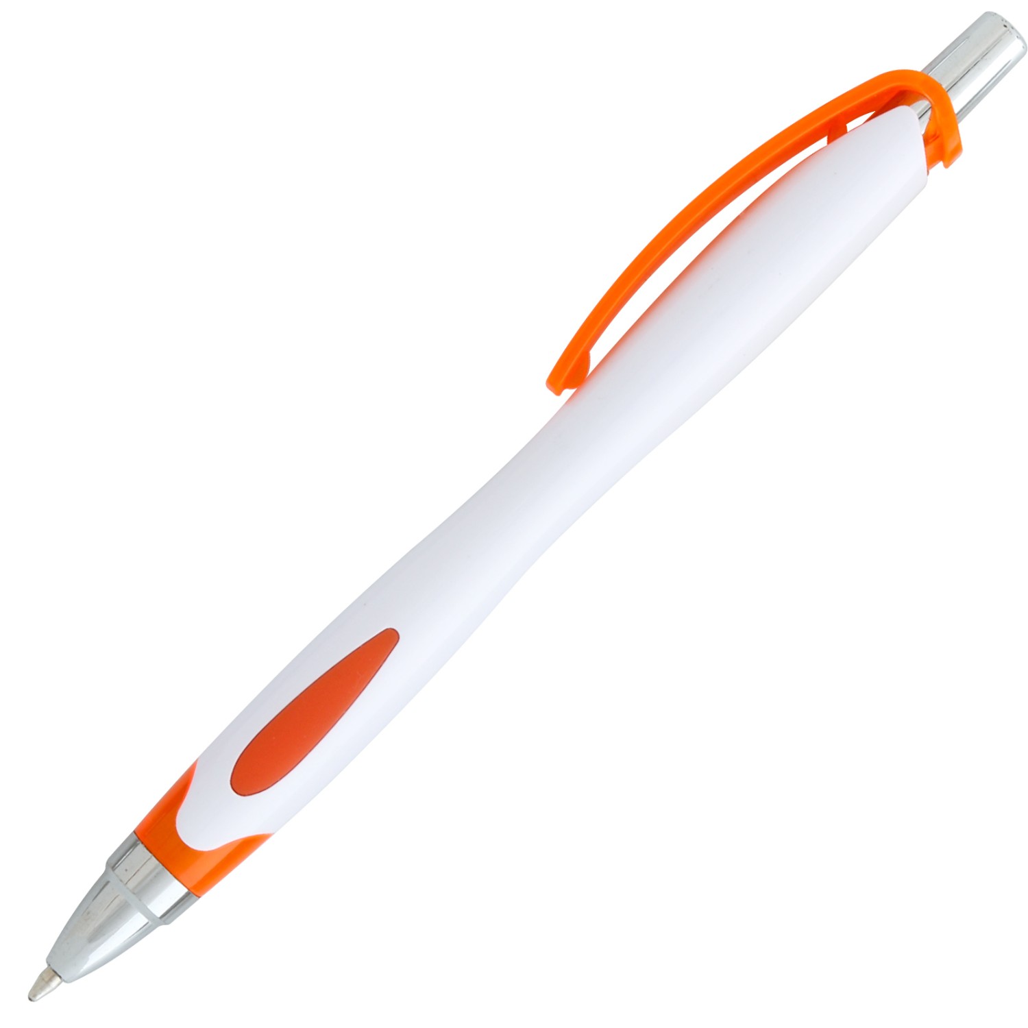 0. Foto Kugelschreiber VICKY mit Druck 1-farbig Logo Text Werbung Grafik (Gehäusefarbe: weiß / orange)