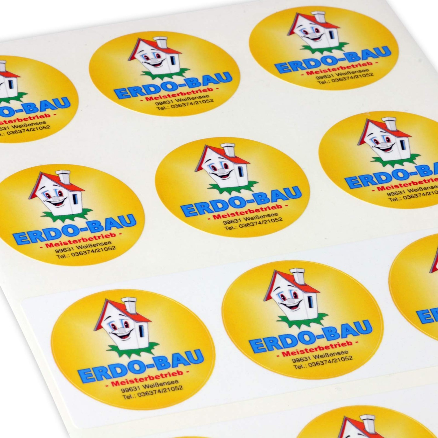 0. Foto Etiketten PP Folie satiniert Druck mit Logo farbig bedruckt (Etikettenformat: 30mm Durchmesser rund)
