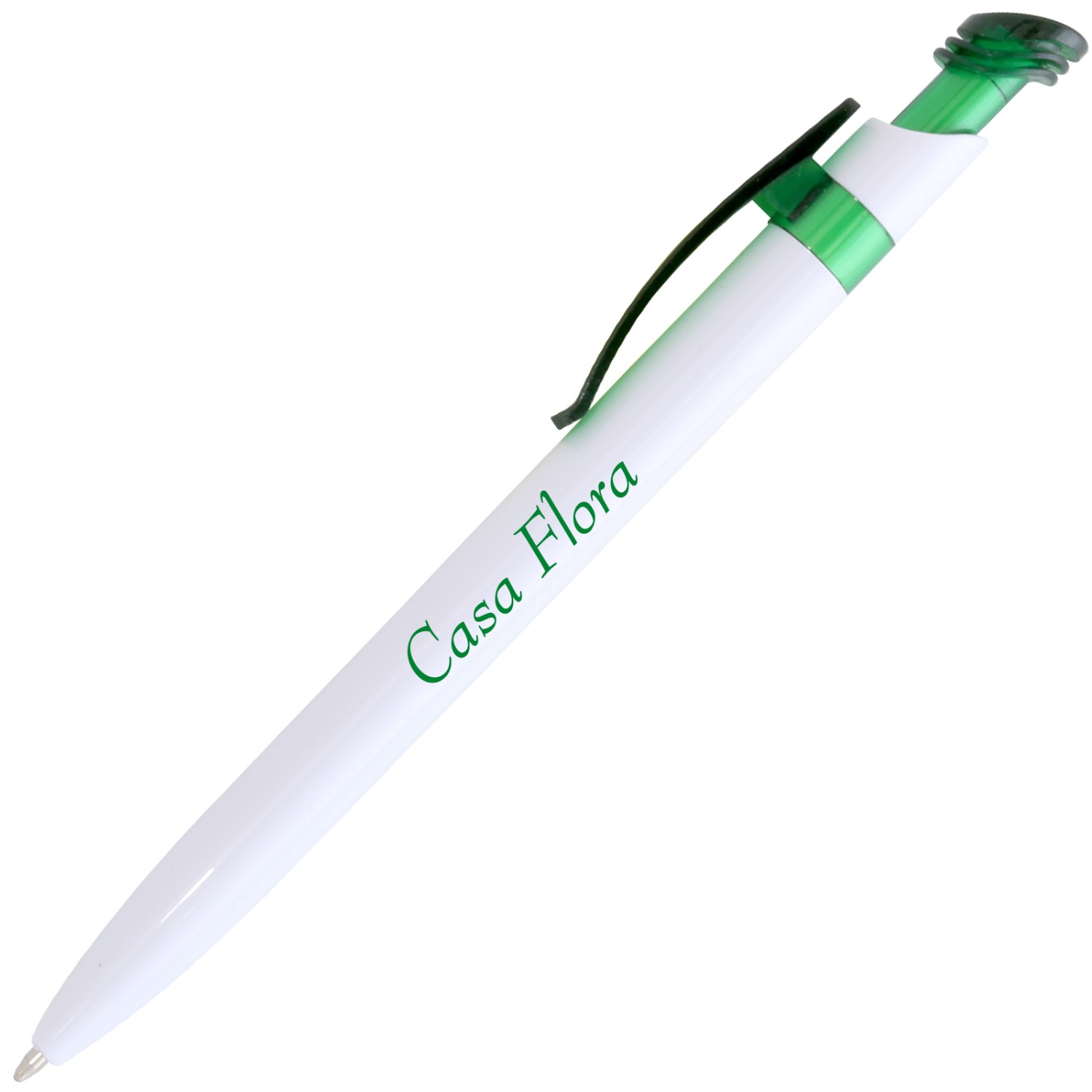 0. Foto Kugelschreiber POLO mit Druck 1farbig Werbung Logo Grafik bedruckt (Gehäusefarbe: weiß / grün)