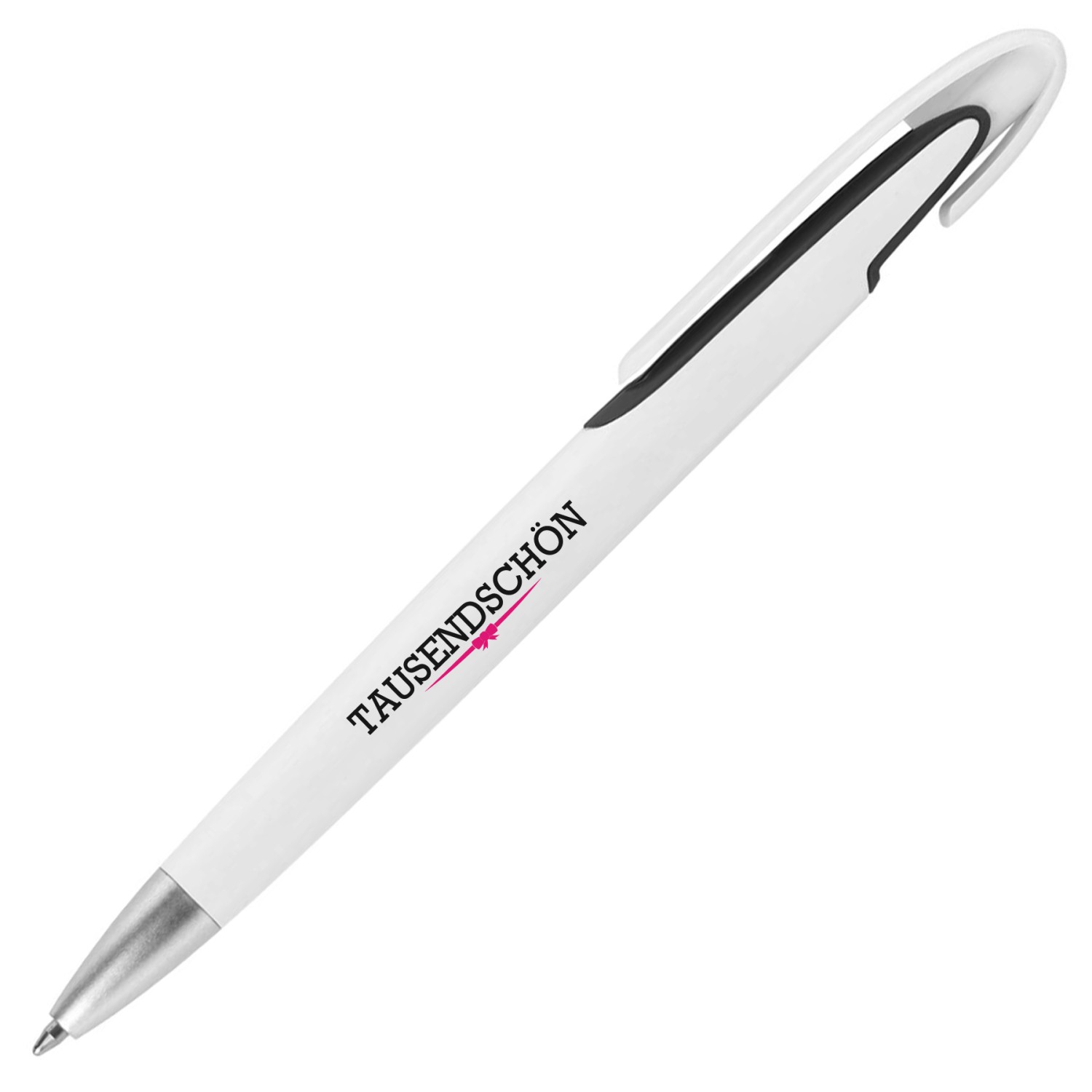 1. Foto Kugelschreiber Claas mit Druck Logo Fotodruck 4-farbig (Kugelschreiberfarbe: weiß / schwarz)